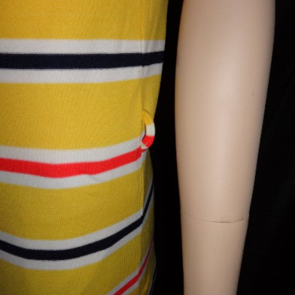 MOD 60's GoGo Girl Yellow Stripe Stretch T shirt - Picture 6 of 7